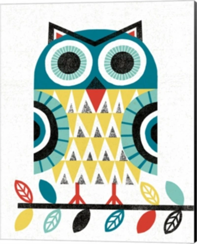 Metaverse Folk Lodge Owl V2 Teal By Michael Mullan Canvas Art In Multi