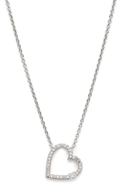 Ajoa Pavé Open Heart Pendant Necklace In Rhodium