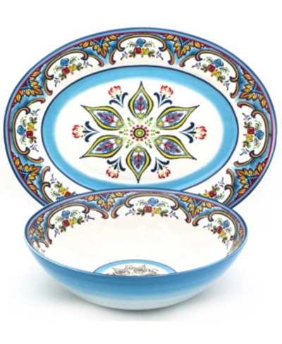 Euro Ceramica Zanzibar 2 Piece Serving Set In Multicolor
