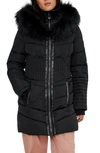 Noize Milia Heavyweight Faux Fur Trimmed Quilted Parka In Black