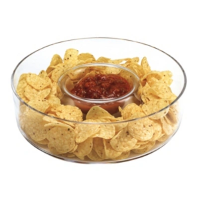 Badash Crystal Manhattan Chip And Dip Tray In Clear