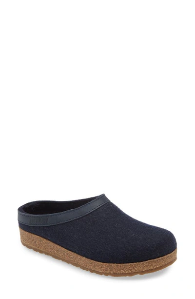 Haflinger Grizzly Slipper In Captain Blue Wool