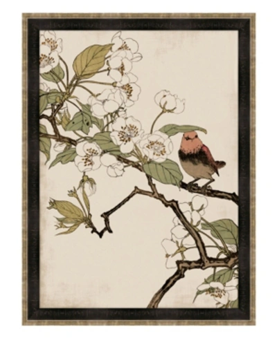 Melissa Van Hise Red Robin And Peach Blossoms Framed Giclee Wall Art - 35" X 47" X 2" In Multi
