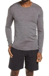 Icebreaker 260 Tech Merino Wool Crewneck Base Layer Top In Gritstone Hthr