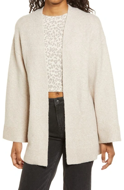 Bp. Open Front Cardigan In Beige Oatmeal Light Heather