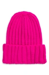 Rainbow Unicorn Birthday Surprise Freya Ribbed Beanie In Magenta