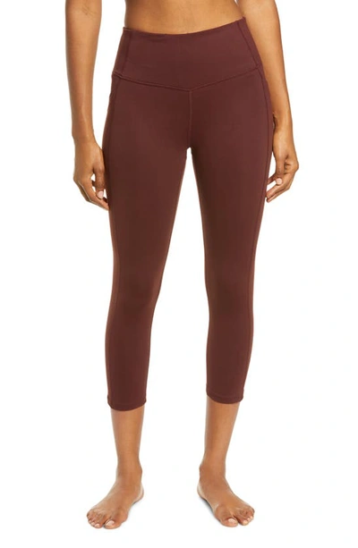 Zella Live In High Waist Pocket Crop Leggings In Brown Terrain