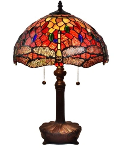 Amora Lighting Tiffany Style 2-light Dragonfly Table Lamp In Multi