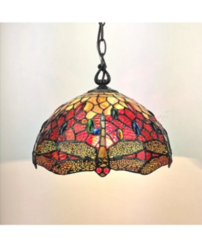 Amora Lighting Tiffany Style 2-light Dragonfly Hanging Lamp In Multi