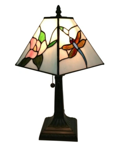 Amora Lighting Tiffany Style Mission Dragonfly Table Lamp In Multi