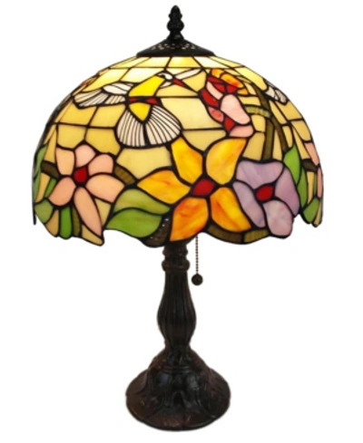 Amora Lighting Tiffany Style Hummingbird Design Table Lamp In Multi