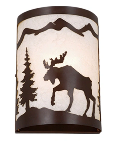 Vaxcel Yellowstone 1 Light Rustic Moose Wall Sconce Indoor Or Outdoor In Brown
