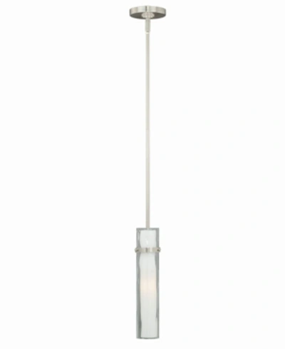 Vaxcel Vilo Satin Nickel Mini Contemporary Frosted Opal Cylinder Pendant Light In Gray