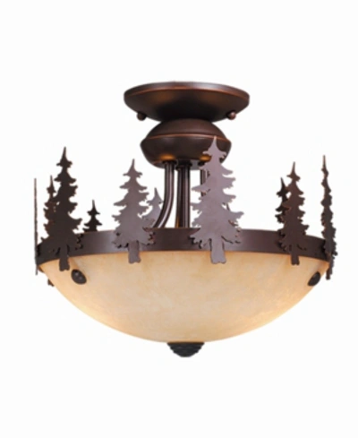 Vaxcel Yosemite Amber Glass Rustic Tree Semi-flush Mount Light Or Fan Light Kit In Brown