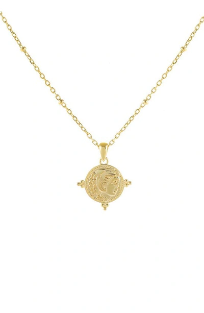 Adinas Jewels Beaded Coin Pendant Necklace, 14 In Gold