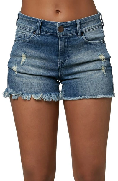O'neill Cody Cutoff Denim Shorts In Blue Grass Wash