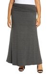 Loveappella Fold Over Maxi Skirt In Charcoal