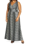Loveappella Surplice Maxi Dress In Gray/ Black