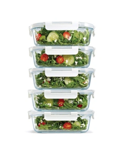 Fit & Fresh Set Of 5 Glass Containers, 35.17 oz In Clear