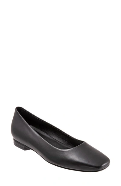 Trotters Honor Flat In Black Leather