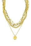 Adornia 14k Yellow Gold Plated Layered Pebbled Charm Necklace