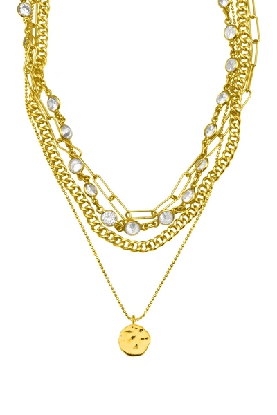 Adornia 14k Yellow Gold Plated Layered Pebbled Charm Necklace