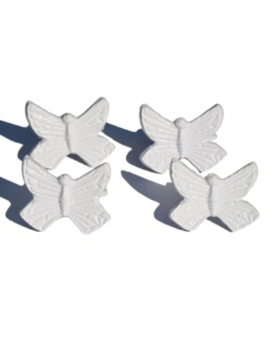 Vibhsa Butterfly Napkin Rings Set Of 4 In White