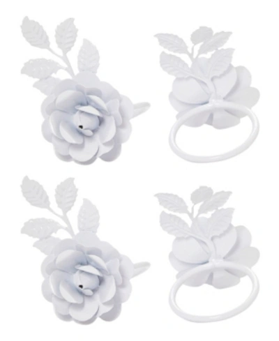 Vibhsa Rose Napkin Ring Set Of 4 In White