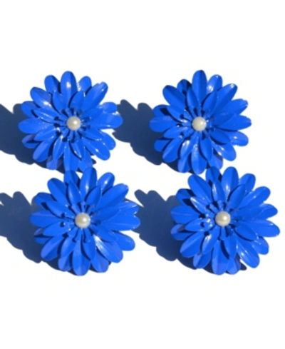 Vibhsa Blue Pearl Flower Napkin Ring