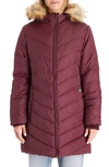 Modern Eternity Faux Fur Trim Convertible Puffer 3-in-1 Maternity Jacket In Burgundy