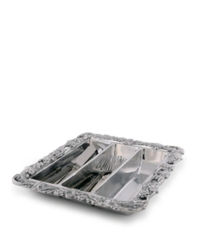 Arthur Court Designs Aluminum Grape Flatware Caddy In Silver