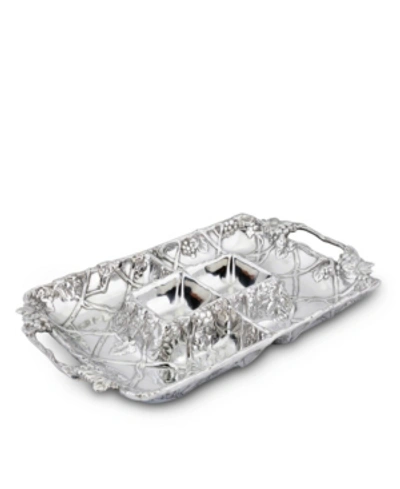 Arthur Court Designs Aluminum Grape Entertainment Tray 4 Sections In Silver