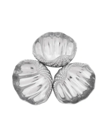 Arthur Court Designs Aluminum Clam Shell 3-bowls Server In Silver