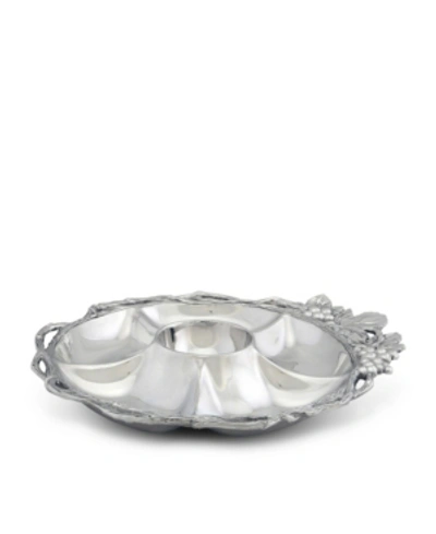 Arthur Court Designs Aluminum Grape Open Vine Round Tray 5-sections In Silver
