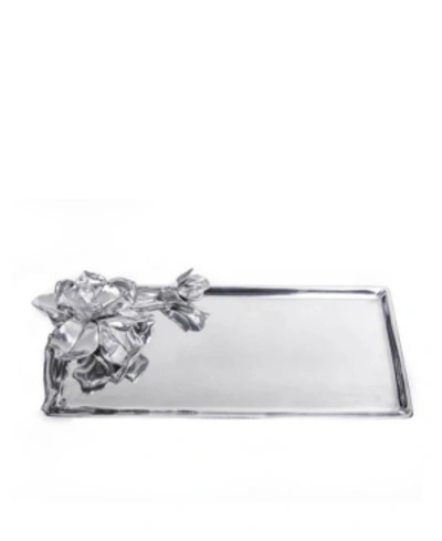Arthur Court Designs Aluminum Magnolia Oblong Tray In Silver