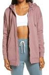 Zella Amazing Long Full Zip Hoodie In Purple Taupe
