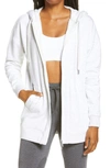 Zella Amazing Long Full Zip Hoodie In Ivory Dove Heather
