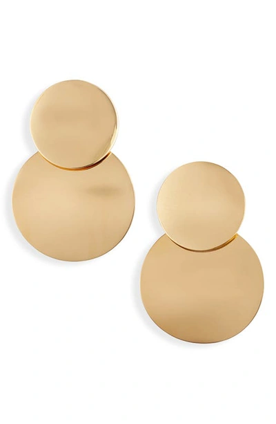 Knotty Double Disc Drop Earrings In Gold