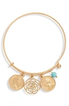 Knotty Multi Charm Bangle In Gold