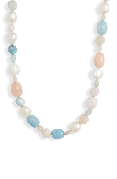 Knotty Chunky Stone Necklace In Pastel