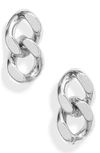 Knotty Curb Chain Earrings In Rhodium