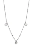 Knotty Disc Charm Necklace In Rhodium