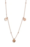 Knotty Disc Charm Necklace In Rose Gold