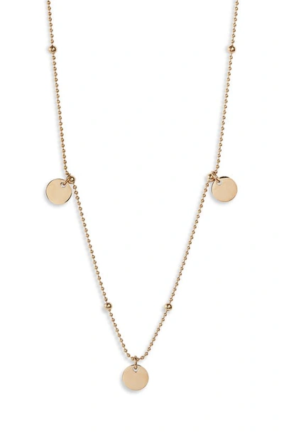 Knotty Disc Charm Necklace In Gold