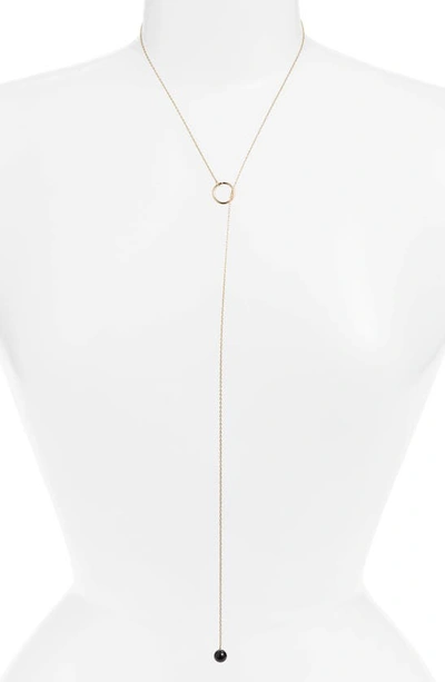 Knotty Lariat Necklace In Gold/ Black
