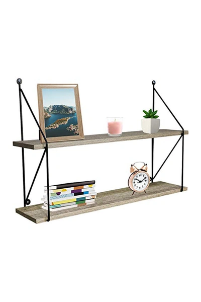 Sorbus Grey 2-tier Floating Shelf In Nocolor