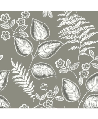 Nuwallpaper 20.5" X 2592" Foliage Peel Stick Wallpaper In Gray