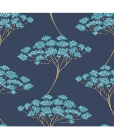 Nuwallpaper 20.5" X 2592" Ficus Peel Stick Wallpaper In Blue