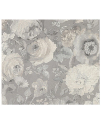 Advantage 20" X 369" Miranda Painted Florals Wallpaper In Gray