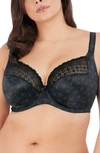 Elomi Women's Full Figure Kim Underwire Plunge Stretch Lace Bra El4340 In Black